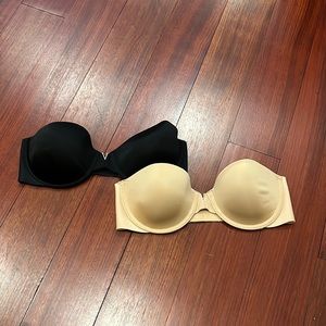 Victorias Secret strapless bra bundle (beige and black)
